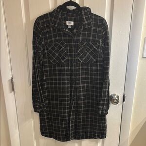 Black Plaid Shirt Dress